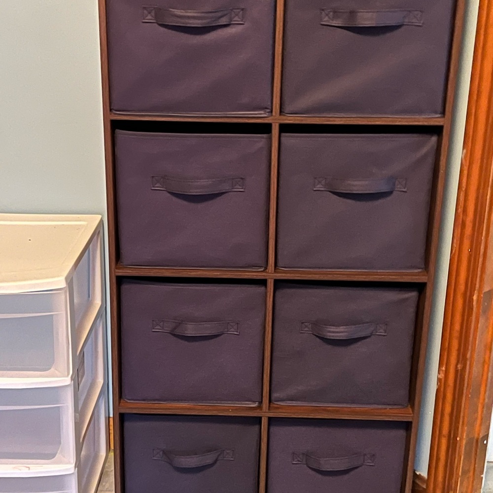 8 cube organizer with navy blue bins